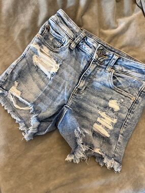 American Eagle Outfitters Light Wash Distressed Denim Shorts